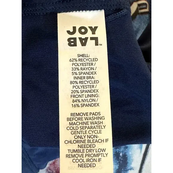 *2 Pack * NWT Joy Lab Blue Women's Workout Crop Top with support bra Size M - Picture 7 of 8